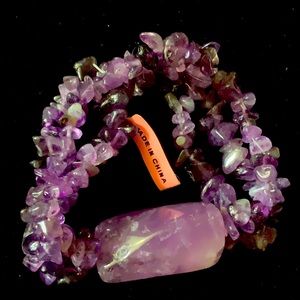 GENUINE Bracelet AMETHYST TUMBLED BEADS STRETCHnwt